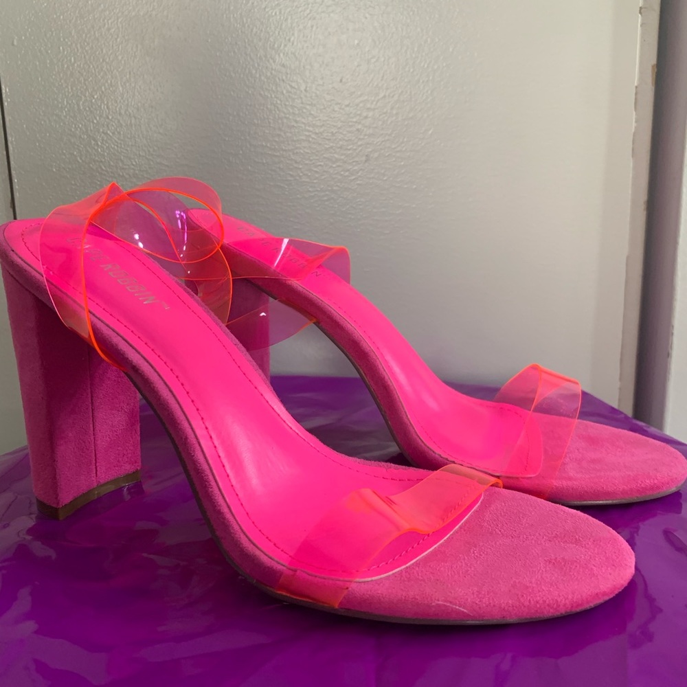Neon pink pvc pumps 8.5